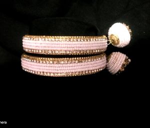 White Bangle with Latkan 2 Piece