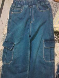 Stylish Blue Denim Cargo Pants