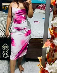 Floral Print Dress and 12 matching press on nails