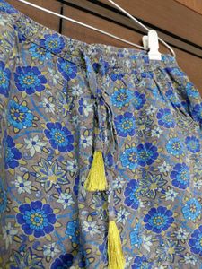 Blue Floral Print Shorts