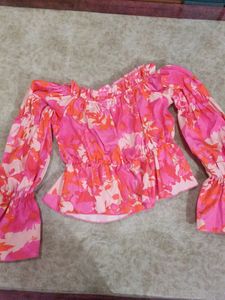 Off Shoulder Top Multicolor Stretchable