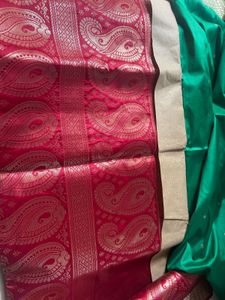 Elegant Emerald Green Silk Saree