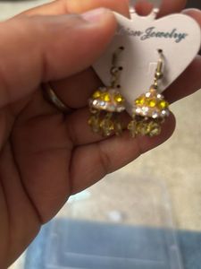 Sparkling   cute yellow Ball Drop Earrings