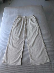 Cream Wide Leg Linen Pants