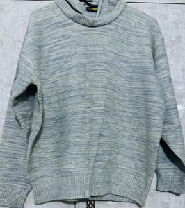 Grey Sweater With Hoodie