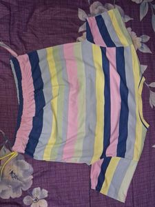 Colorful Striped "SMILE" T-Shirt