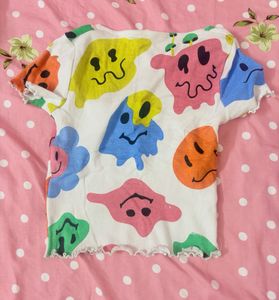 Funky Graphic Print Crop Top