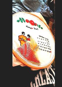 Handmade Embroidered Wedding Calendar Hoop Art