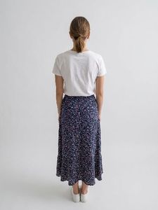 Floral Print Midi Skirt with Button Detail
