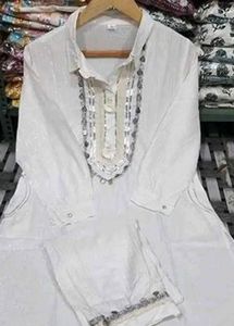 Elegant White Kurta with Sequins