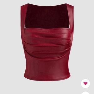 Satin Ruched Square Neck Top