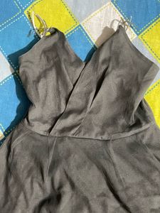 chic grey flowy net dress