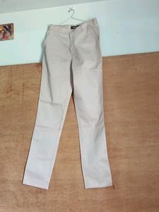 Beige Straight Fit Trousers