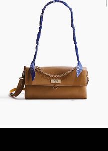 H&M Tan Crossbody Bag with Scarf Handle