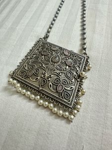 brass  Pendant Necklace with Pearls for Navaratri