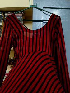 Red/maroon and Black Striped Maxi Dress