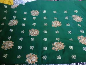 Emerald Green Embroidered Saree