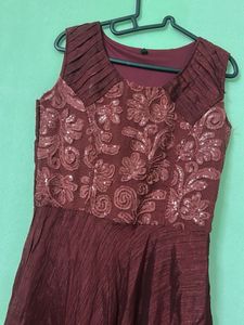 Maroon Embroidered Ethnic Gown