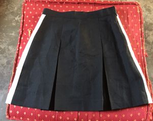 Chic Pleated Black Skirt with White Stripes