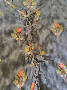 Gray Floral Print Kurta