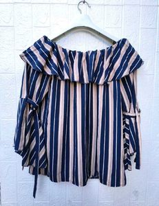 New with tag Striped Ruffle Sleeve Top