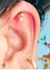 Gold Tone Stud Earrings with Green Stones