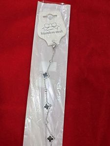 Silver Bracelet with Clover Charms
