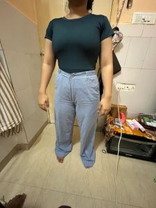 Light Blue Linen Blend Pants