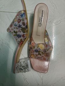 Crystal Flower Heel Nude Peach Women Footwear 👠👡