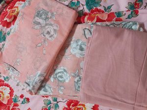 Elegant Floral Print Kurta Set(unstitched)