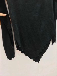 Black Long Sleeve Asymmetrical Top