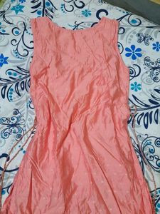 Pink Sleeveless Kurta with Striped Panel