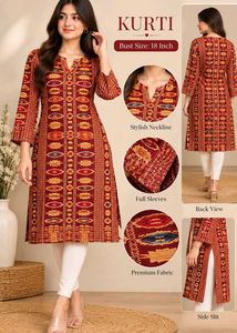 Stylish Printed Kurta with Full Sleeves