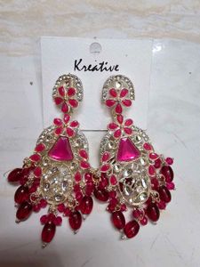 Stunning Pink & Red Dangle Earrings
