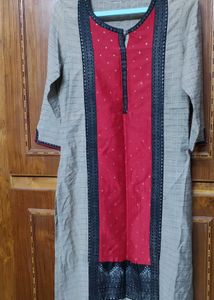 Elegant Red &amp; Grey Kurta