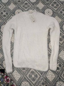 Fluffy Fur White Knit Sweater