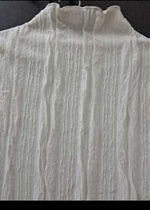 Chic White Textured Mock Neck Top