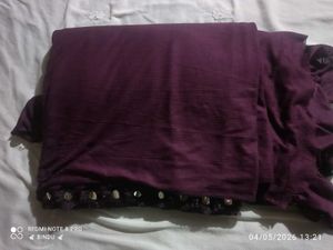 Beautiful Purple Saree with Mirror Work