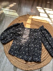 Floral Puff Sleeve Off-Shoulder Top