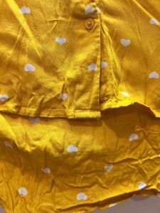 Yellow Heart Print Button-Up Shirt