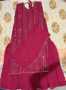 Elegant Pink Sequined Kurta Set