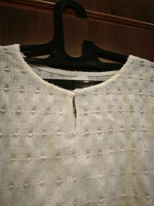 Cream Textured Bell Sleeve Top
