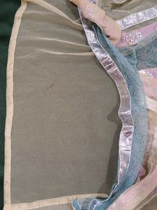 Neted Frock With silwer Block Print