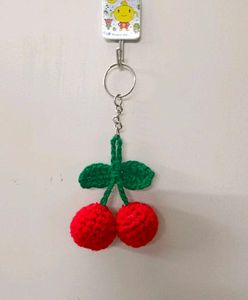 Crocheted Cherry 🍒 Keychain