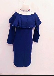 Chic Off-Shoulder Pearl Embellished Dress