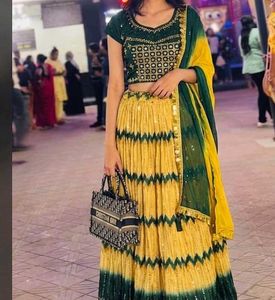 Stunning Yellow & Green Lehenga Choli Set