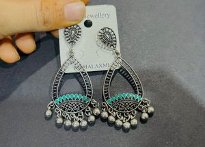 Oxidised Silver Jhumka Earrings