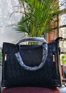 Elegant Black Woven Handbag