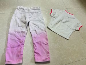 Cute Ombre Jeans &amp; Smiley Face Tee Set