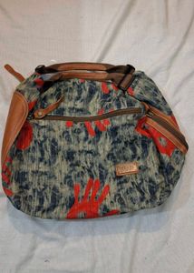 Unique Printed Hobo Bag with Leather Accents